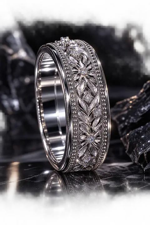 El Jardín Fleur Diamond Men's Wedding Band diamond jewelry
