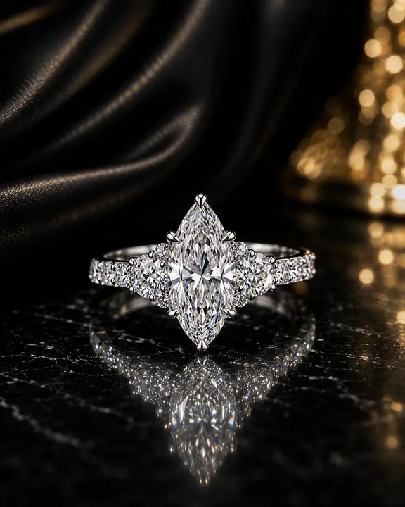 La Marquesa K24B marquise engagement ring