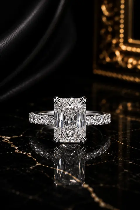 Reina Luz radiant pavé diamond engagement ring