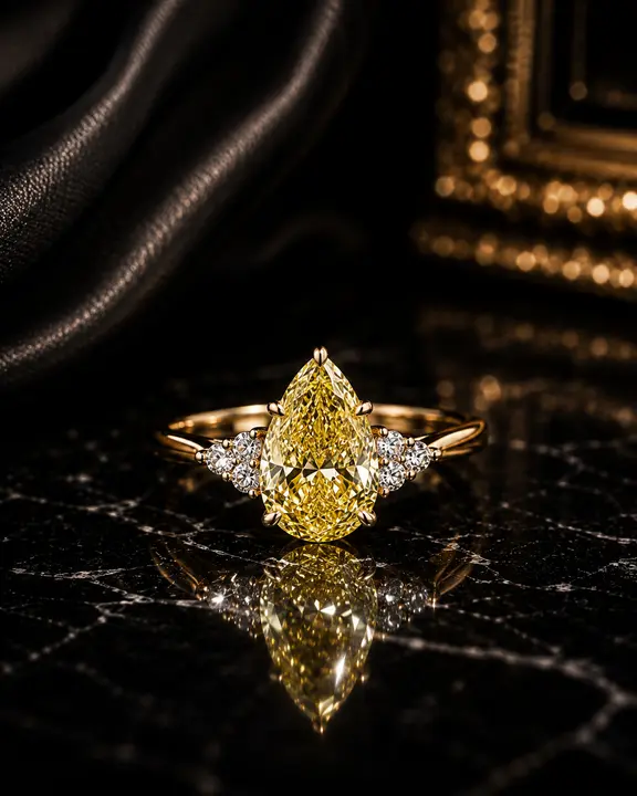 Canaria Real Pear Three-Stone Engagement Ring diamond jewelry
