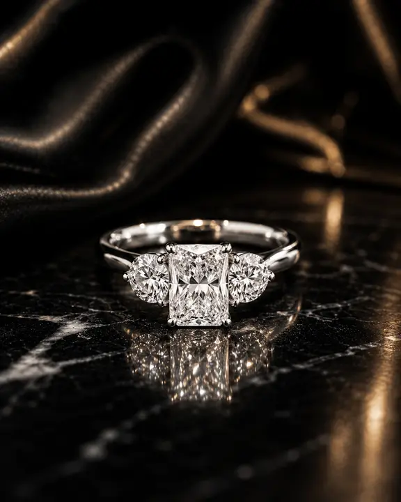 Reina Trío Radiant Engagement Ring diamond jewelry