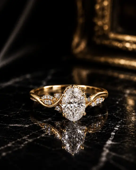 Jardín de Oro Oval Vine Engagement Ring diamond jewelry