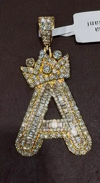Baguette Diamond Letter A Pendant diamond jewelry