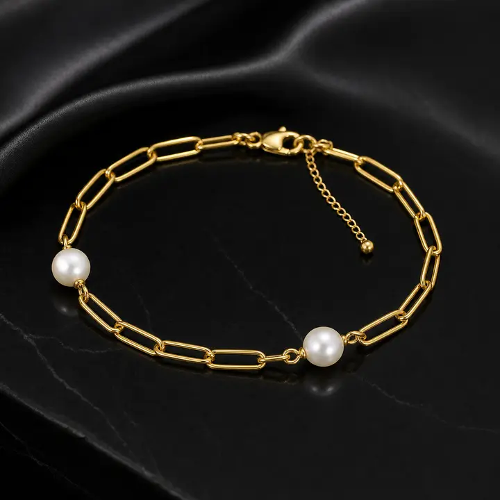 Lumiere Pearl Paperclip Anklet diamond jewelry