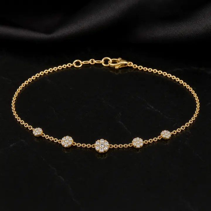 Fleur Diamond Cluster Station Anklet diamond jewelry