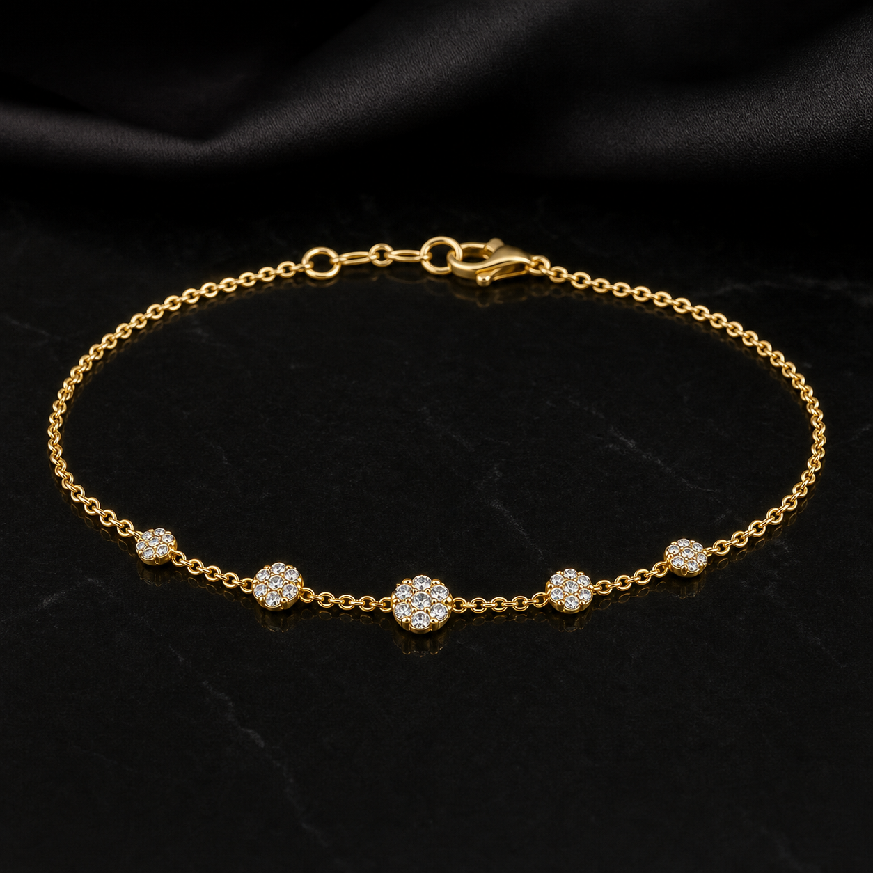 Fleur Diamond Cluster Station Anklet diamond jewelry