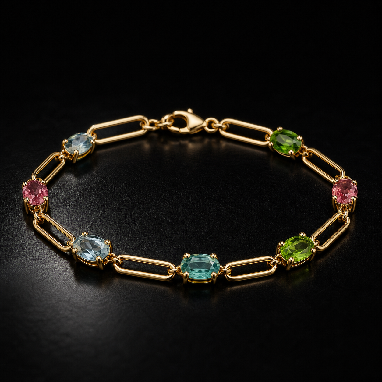 Aurora Multi-Gemstone Paperclip Bracelet diamond jewelry