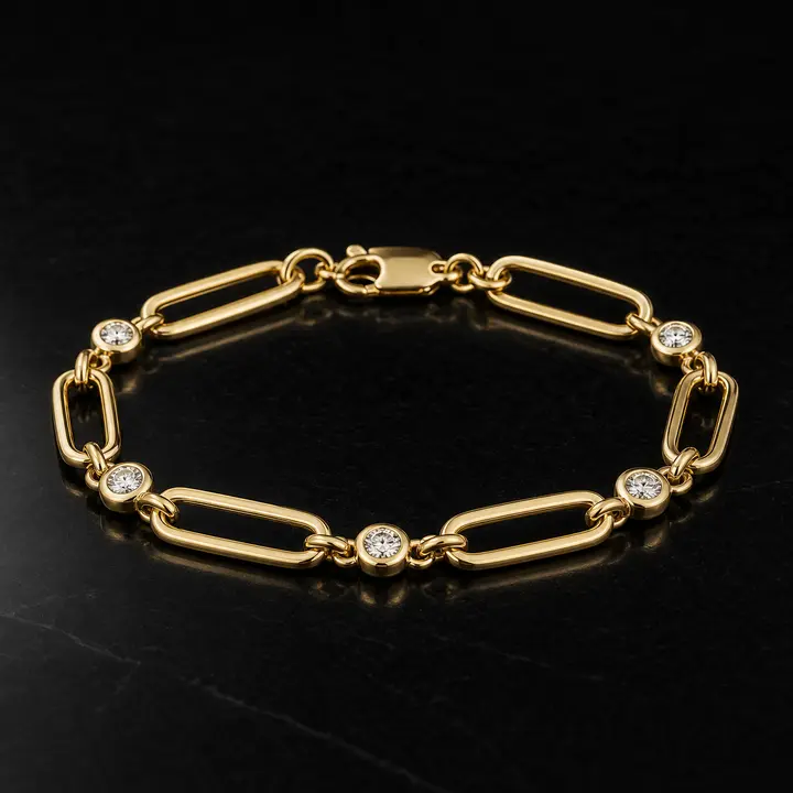 Solene Diamond Paperclip Station Bracelet diamond jewelry