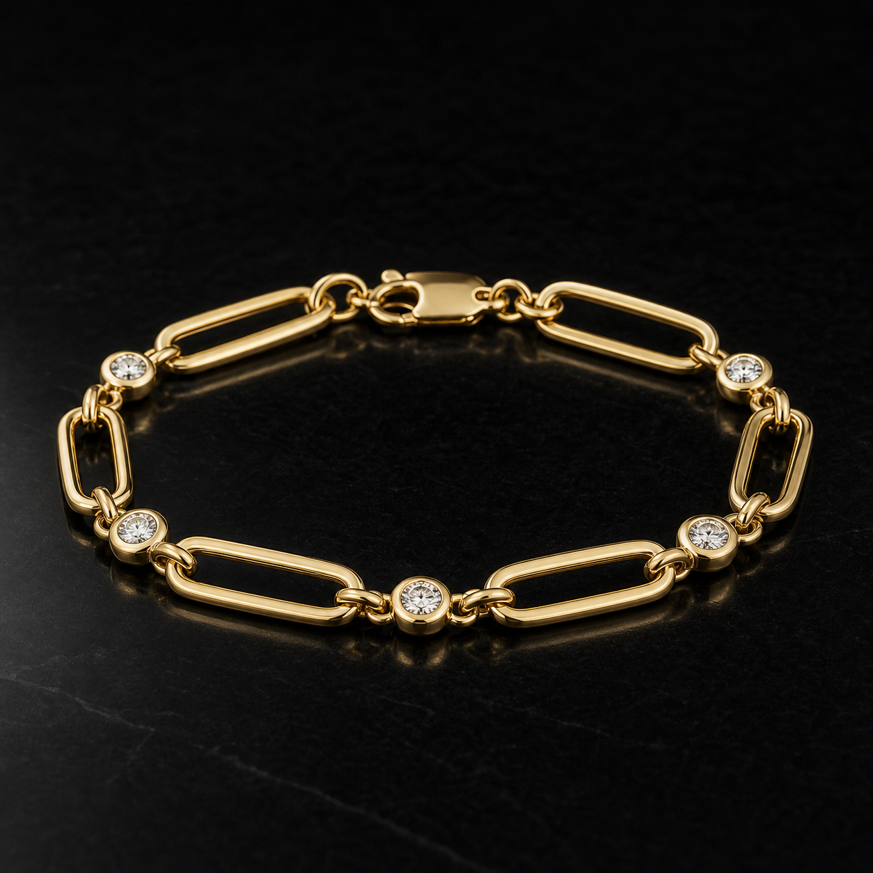 Solene Diamond Paperclip Station Bracelet diamond jewelry