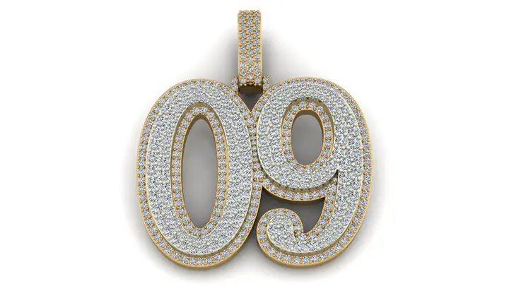 Custom 09 Diamond Number Pendant diamond jewelry