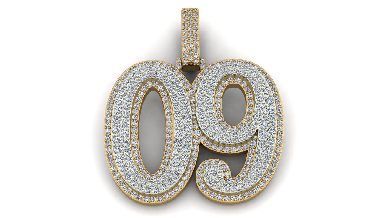 Custom 09 Diamond Number Pendant diamond jewelry