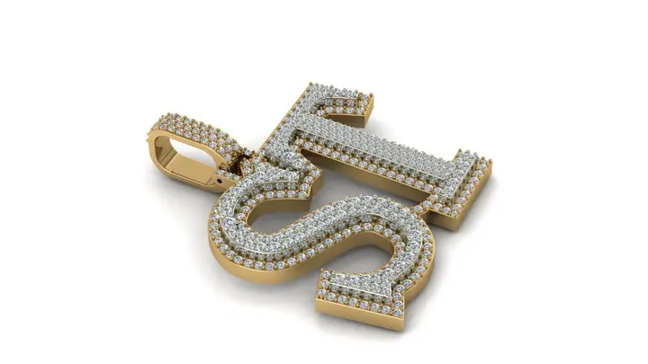 Custom ST Diamond Initial Pendant Angle Render diamond jewelry