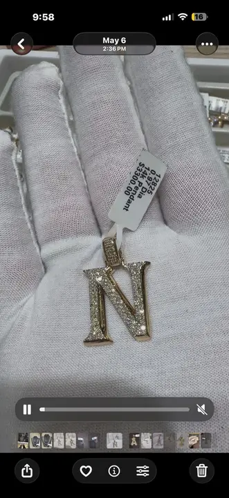 Diamond Letter N Pendant alternate view 1