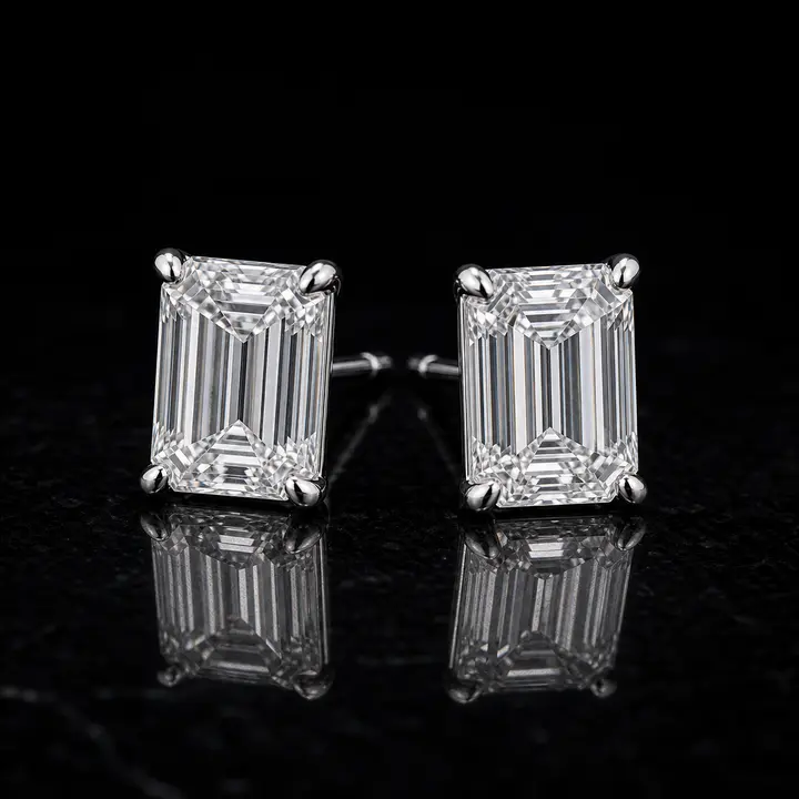 Emerald Diamond Stud Earrings diamond jewelry