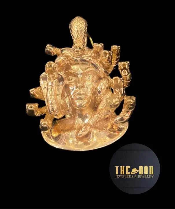 Gold Medusa Head Pendant alternate view 1