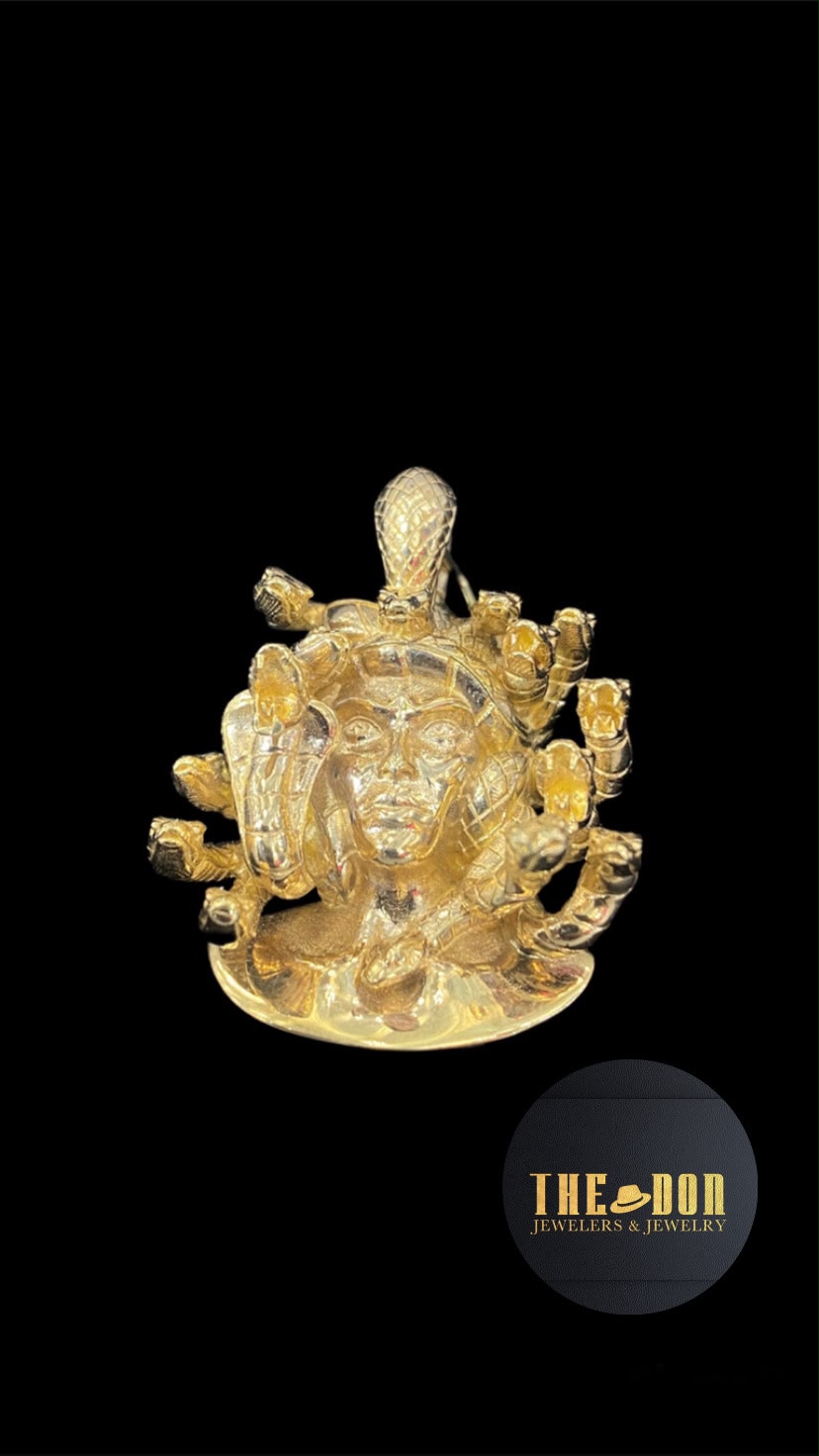 Gold Medusa Head Pendant diamond jewelry