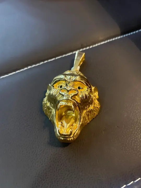 Roaring Gorilla Face Gold Pendant diamond jewelry