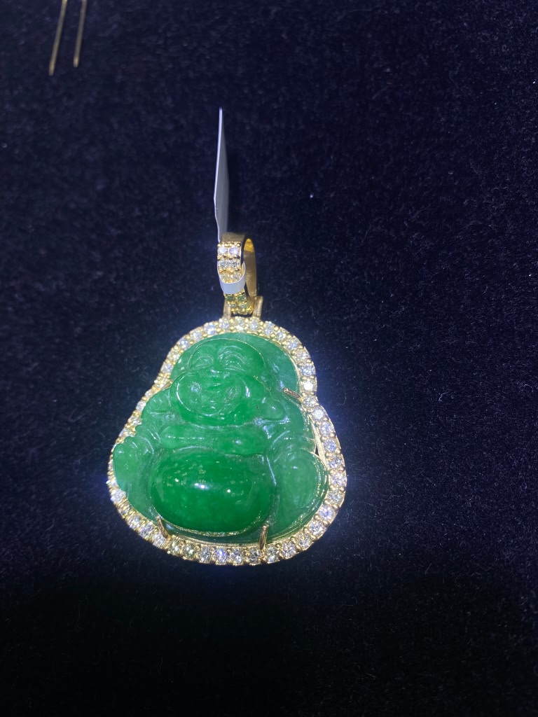 Green Jade Buddha Diamond Pendant diamond jewelry