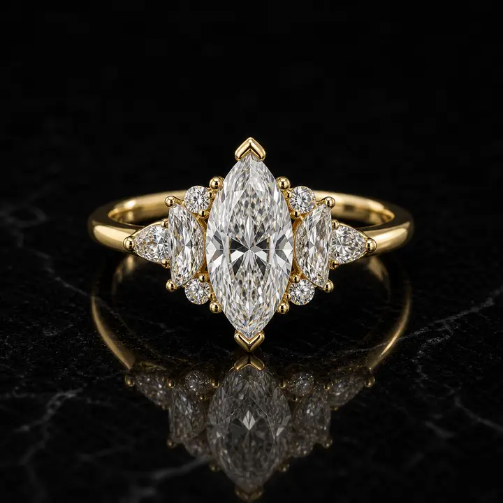 Marquise Crown diamond engagement ring