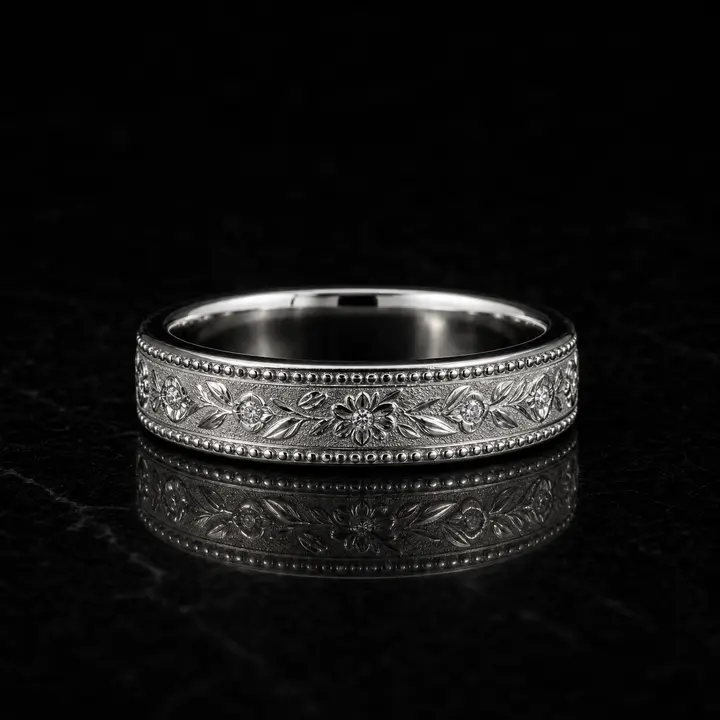 Sterling Fleur Engraved Men's Band diamond jewelry