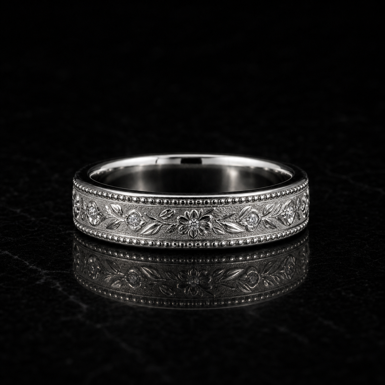 Sterling Fleur Engraved Men's Band diamond jewelry