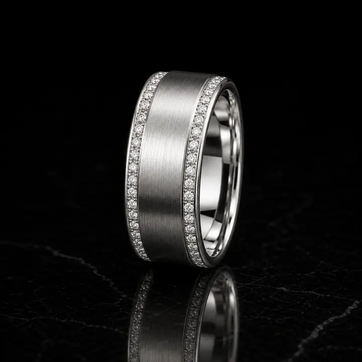 Titan Brushed Diamond Edge Men's Band diamond jewelry