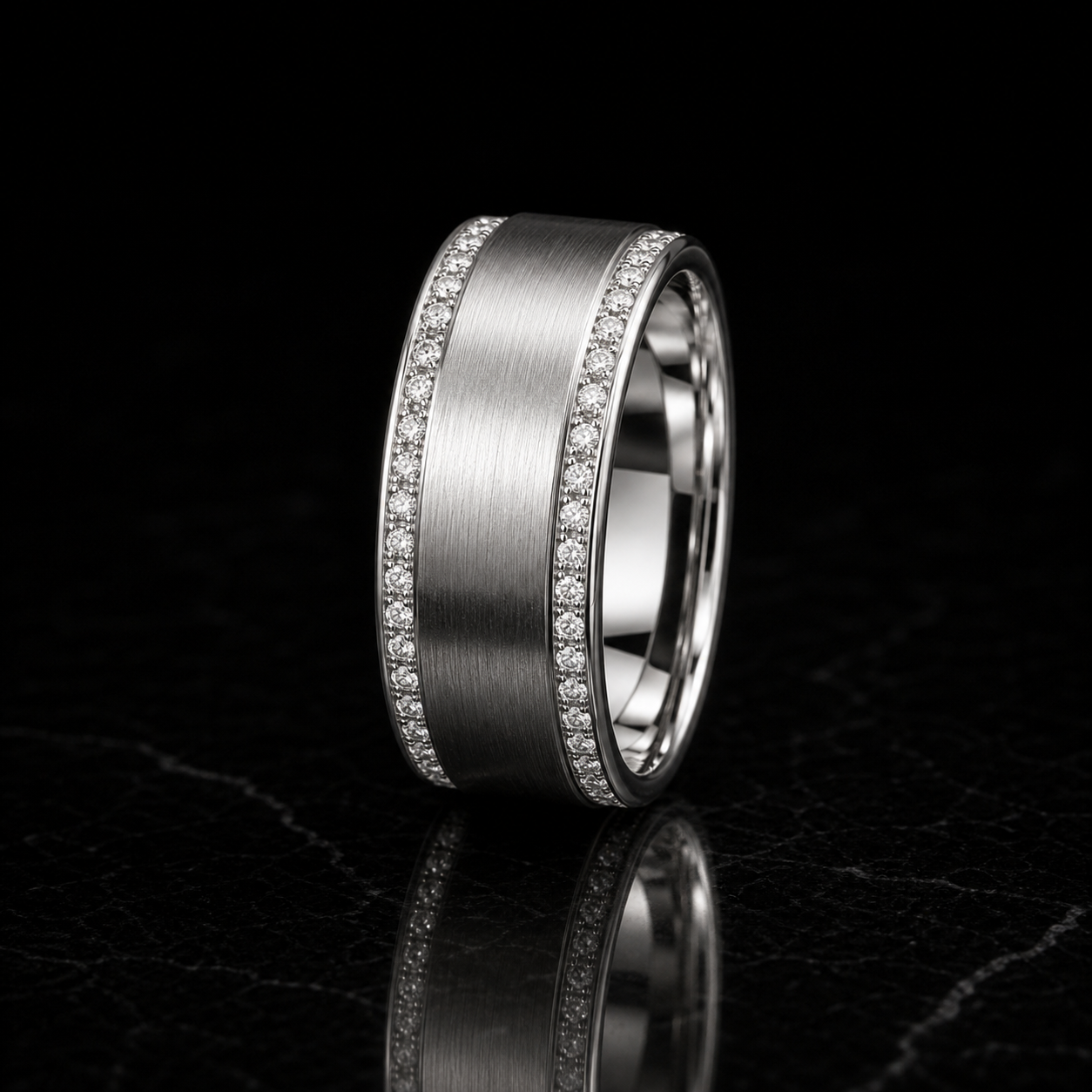 Titan Brushed Diamond Edge Men's Band diamond jewelry