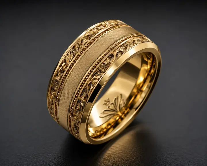 Regal Satin Filigree Men's Wedding Band diamond jewelry