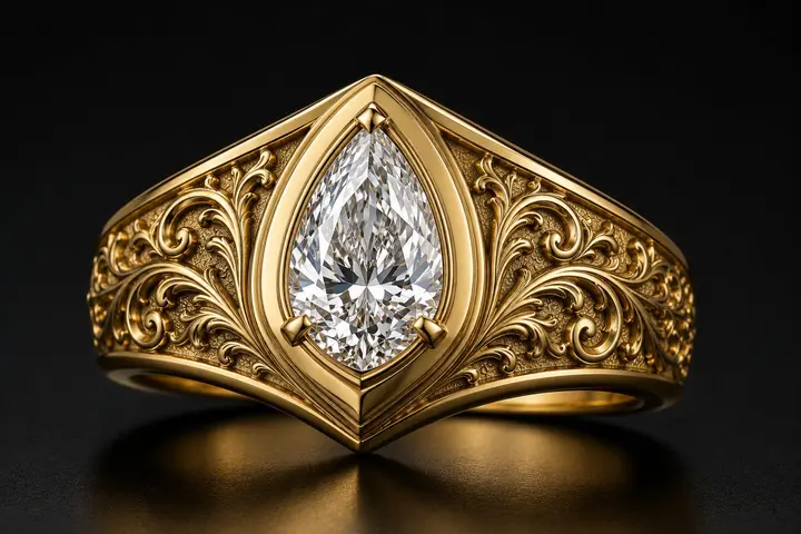 Imperial Pear Cut Filigree Men's Wedding Band diamond jewelry