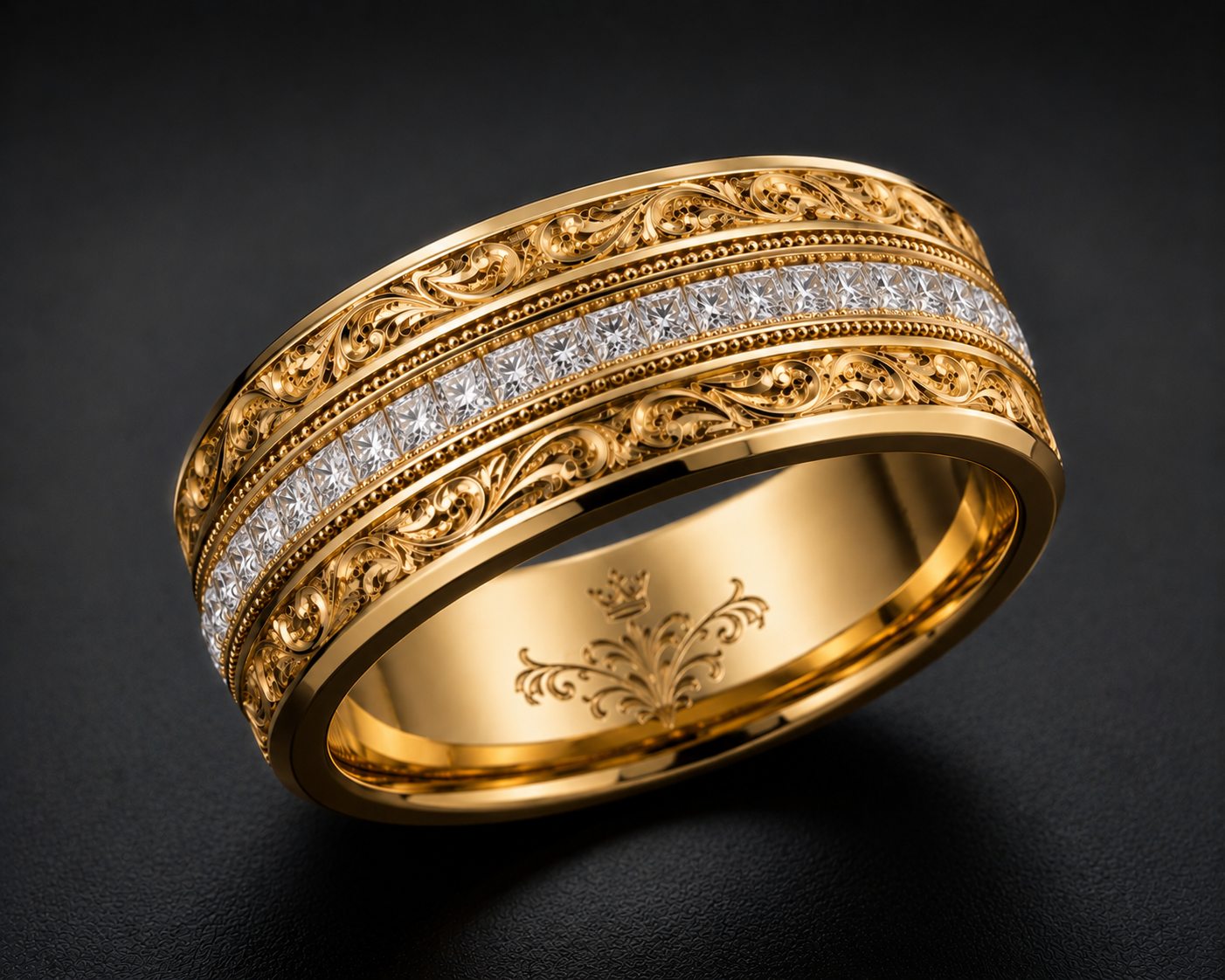 Royal Filigree Princess Channel Men's Wedding Band diamond jewelry