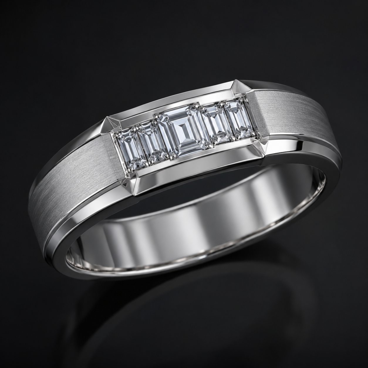 White Gold Asscher Channel Men's Wedding Band diamond jewelry