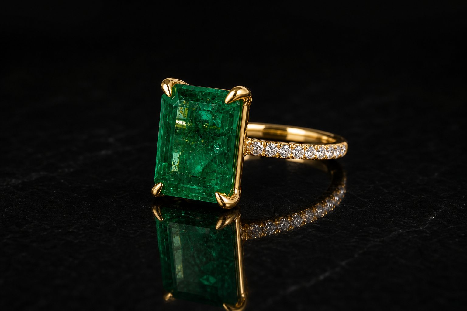 Emerald Radiance Gold Ring diamond jewelry