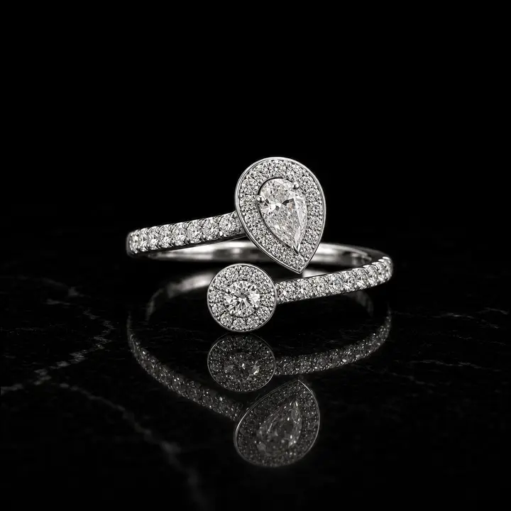 Pear Diamond Open Bypass Ring diamond jewelry