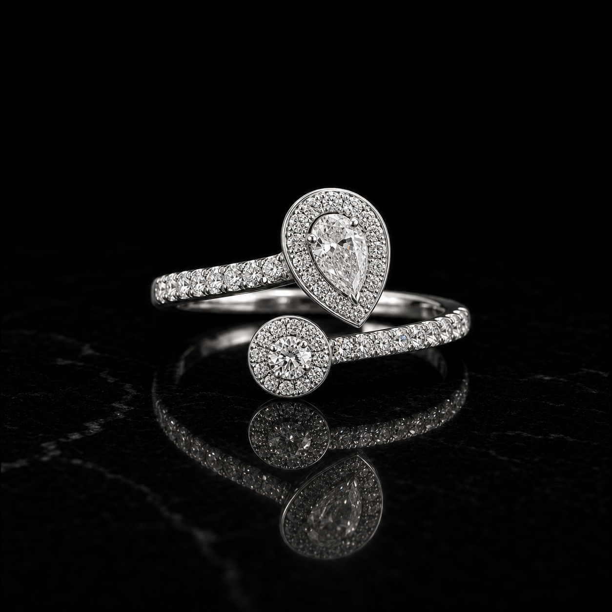 Pear Diamond Open Bypass Ring diamond jewelry