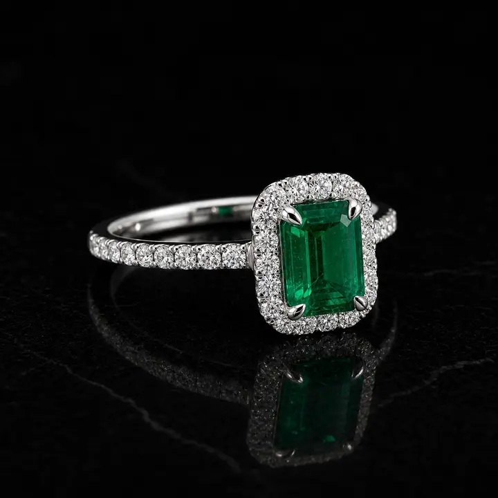 Emerald Halo Diamond Ring diamond jewelry