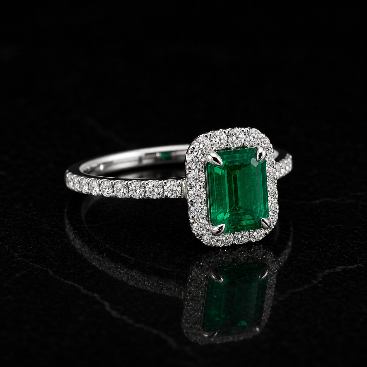 Emerald Halo Diamond Ring diamond jewelry