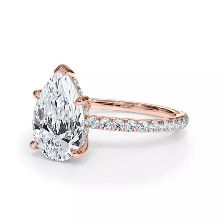 Rose Gold Pear Pave Engagement Ring diamond jewelry