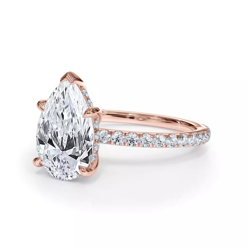 Rose Gold Pear Pave Engagement Ring diamond jewelry