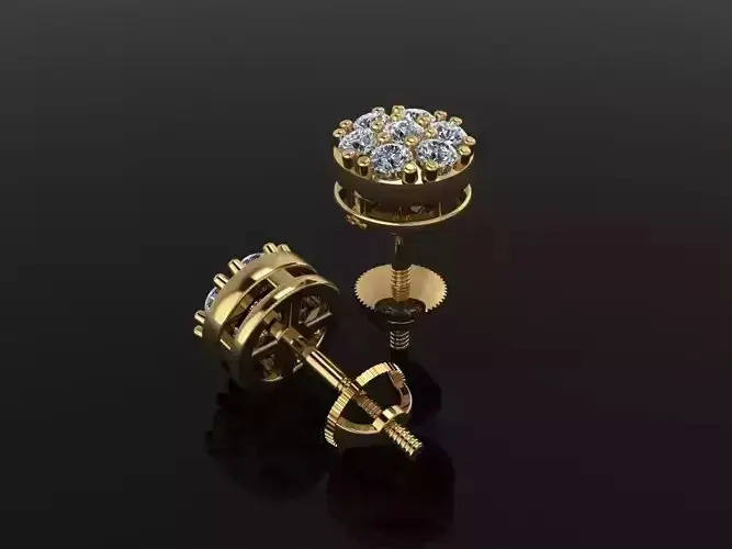Round Cluster Diamond Stud Earrings alternate view 1