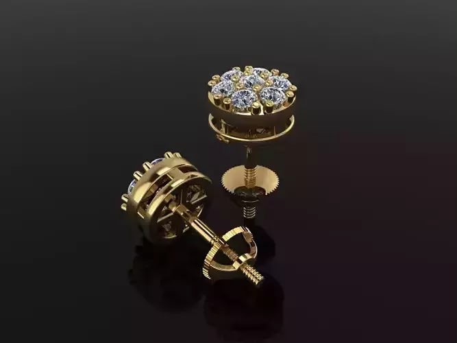 Round Cluster Diamond Stud Earrings alternate view 1