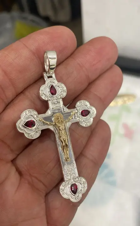Ruby Accent Crucifix Cross Pendant diamond jewelry