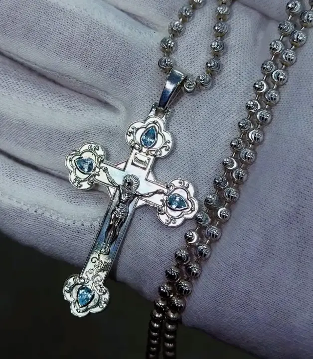 Silver Cross + Chain diamond jewelry