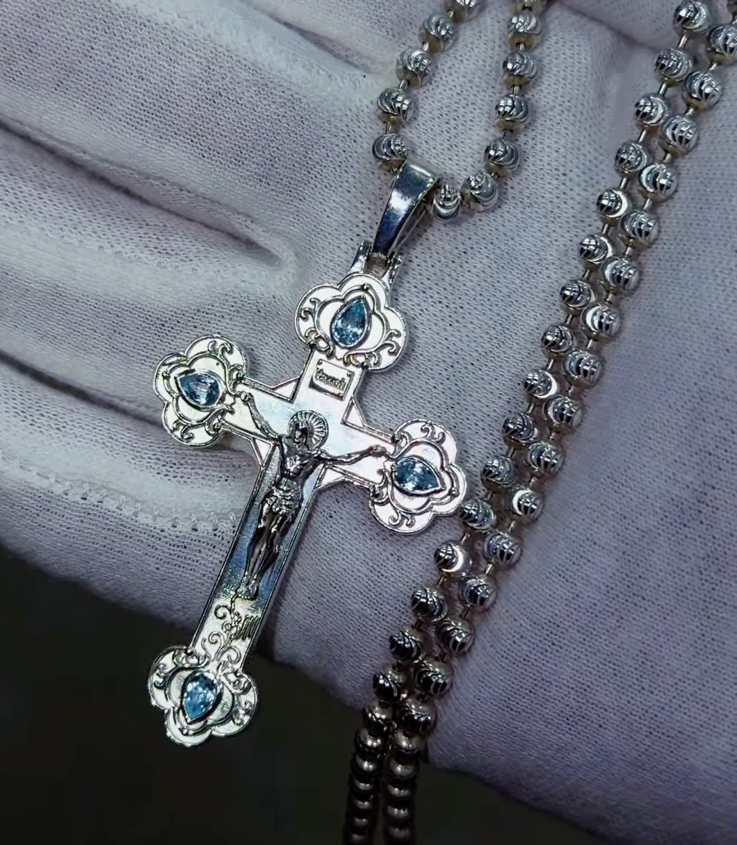 Silver Cross + Chain diamond jewelry