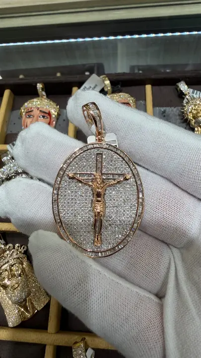 Rose Gold Diamond Crucifix Medallion diamond jewelry