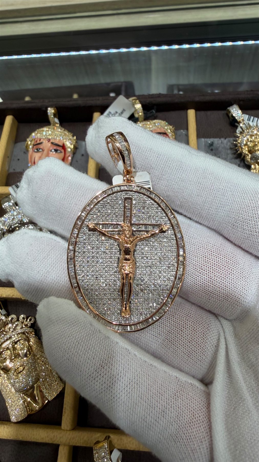 Rose Gold Diamond Crucifix Medallion diamond jewelry