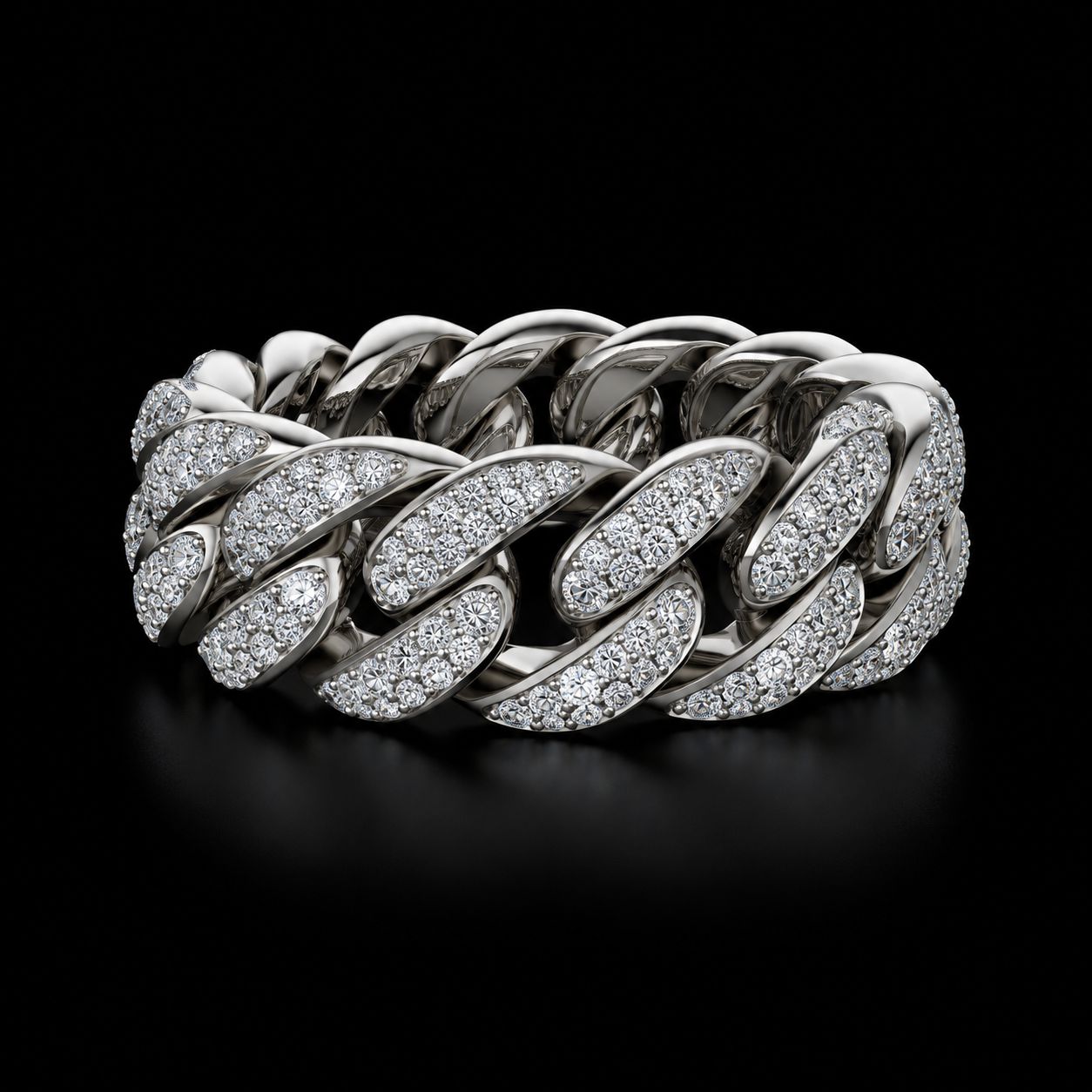 White Gold Diamond Cuban Link Ring diamond jewelry