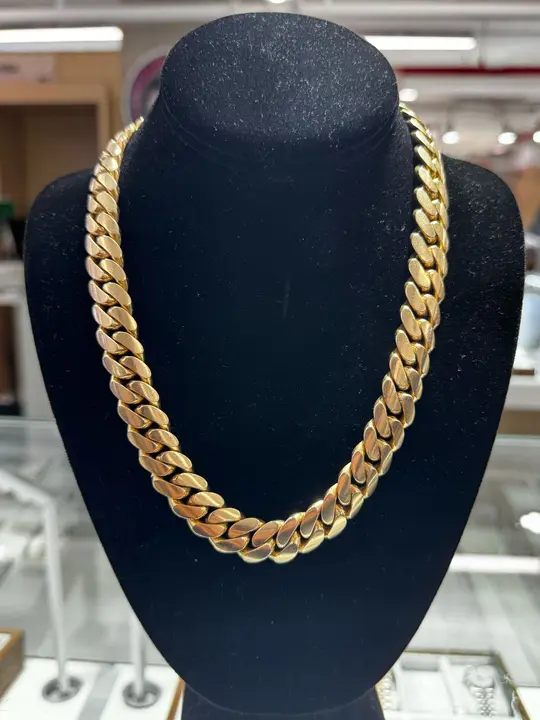 Yellow Gold Cuban Link Chain diamond jewelry