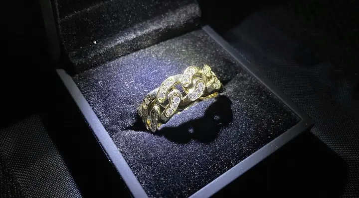 Yellow Gold Diamond Cuban Link Ring diamond jewelry