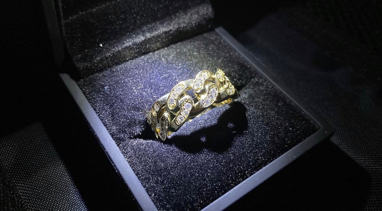 Yellow Gold Diamond Cuban Link Ring diamond jewelry