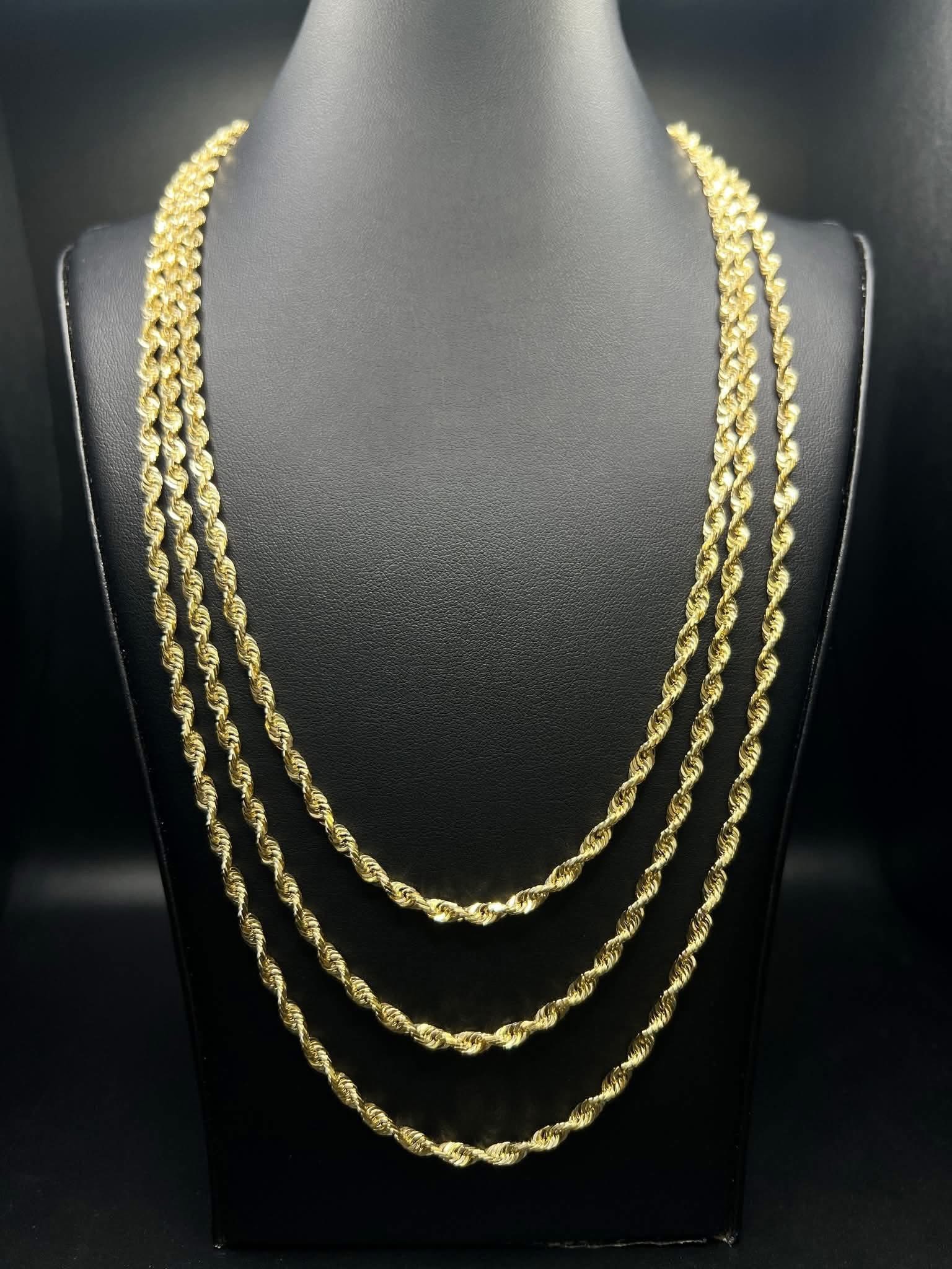 Yellow Gold Rope Chain diamond jewelry